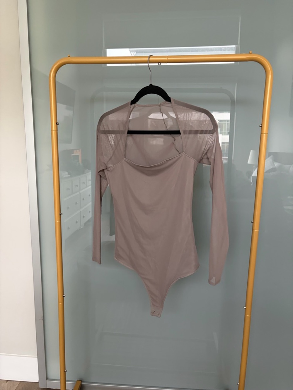 Abercrombie & Fitch Blush Long Sleeve Mesh Bodysuit